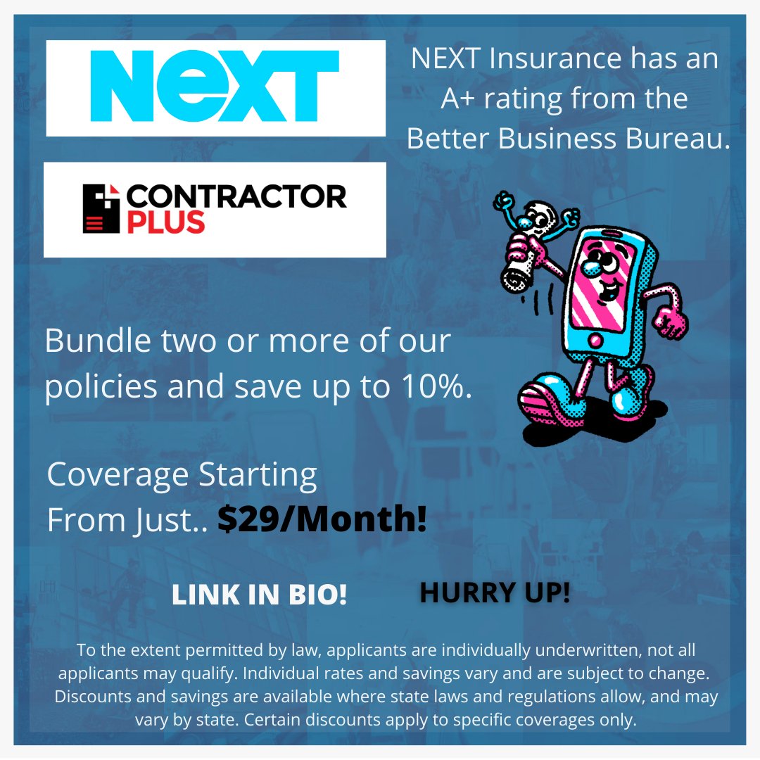 cplusapp's tweet photo. We’re extremely excited to announce our partnership with Next #Insurance!!!🎊🎉

It takes only a few minutes to get a Quote!✅ Visit: https://t.co/kK4528pfkr fill out the details, receive a quote, and GET 'NEXT' INSURANCE ASAP!🤩 #NextInsurance #ContractorPlus #BudgetInsurance https://t.co/WjRXbkuC6Q
