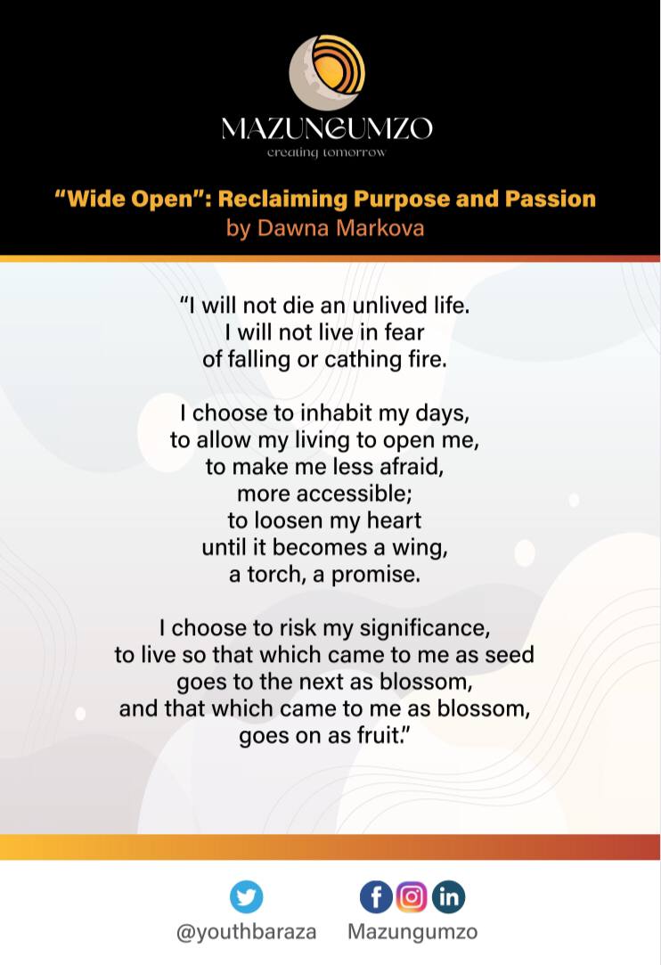 _mazungumzo's tweet image. Hello Mazungumzo community members, remember to reclaim your purpose and passion. #Creatingtomorrow #Rememberingtheforgotten #Conversationonissuesthatmatter