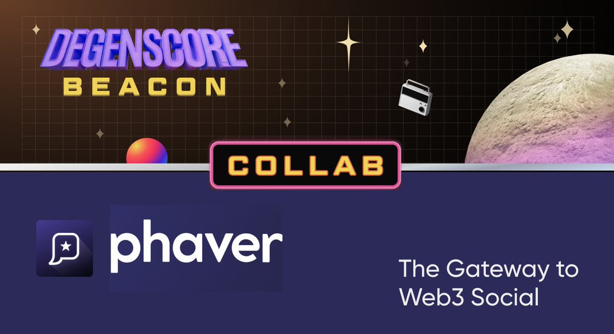 💫 New partnership for Beacons 🖲️

@phaverapp is building the gateway to web3 social and is excited to on-board Beacon holders onto their product. 

Beacon holders that set up an account will be given access to <a href="/LensProtocol/">Lens</a> + more.

degenscore.com/cafe?opportuni…