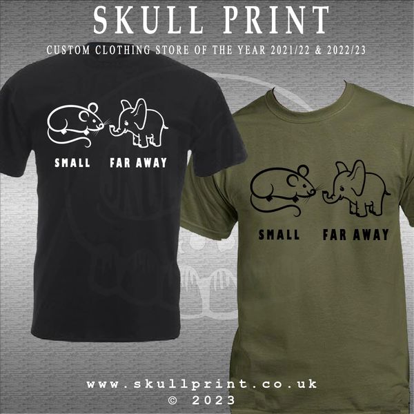 SkullPrint3's tweet photo. NEW DESIGN!
Skull Print Β© Far Away T-shirt
https://t.co/x2DpYijJYs
#tshirt #tshirts #design #skullprint #skullcat #faraway #small #perspective #stonerhumour #elephant #mouse https://t.co/y3gzzOVsZh