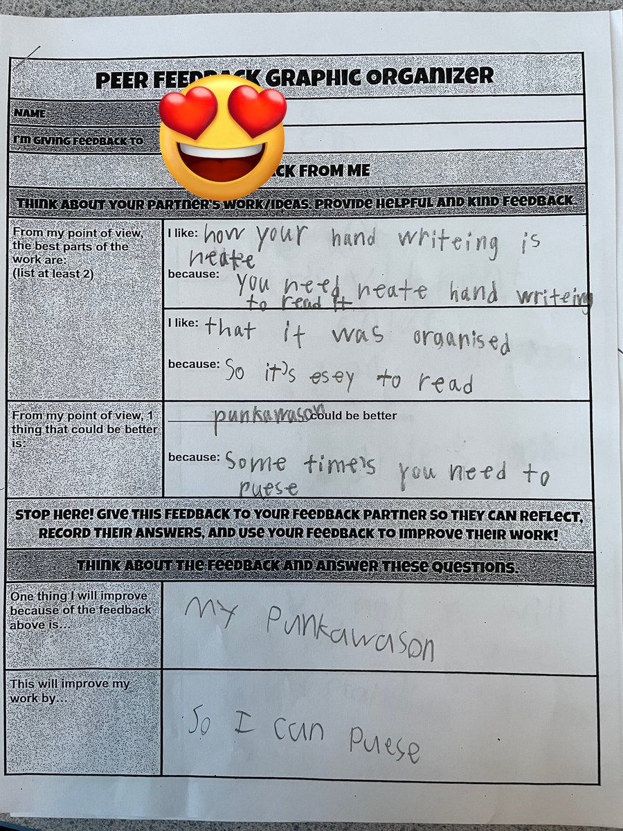 BouamriBusyBees's tweet image. We are learning how to give meaningful feedback to our peers! We made sure to take time to reflect after our poetry slam. #POGPOL @JeffLonnett