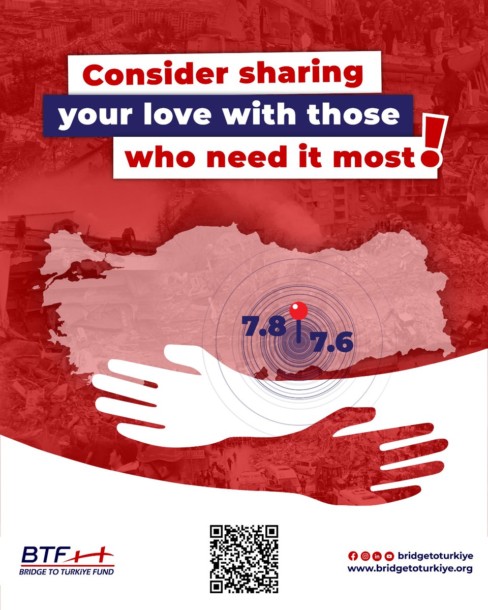 Consider sharing your love with those who need it most!

bridgetoturkiye.org
btf.support/Turkiye-Earthq…
