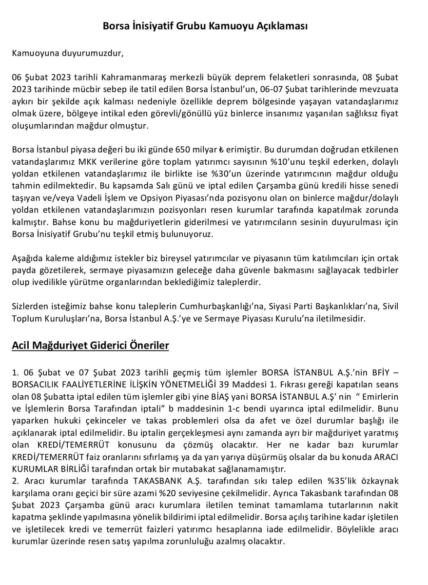 kursadbucak's tweet image. 🚨Borsa İnisiyatif Grubu Kamuoyu Açıklaması 🚨
#Borsadaİslemleriptaledilsin 
#borsa 
#bist 

Beğen Paylaş ve Destek ol