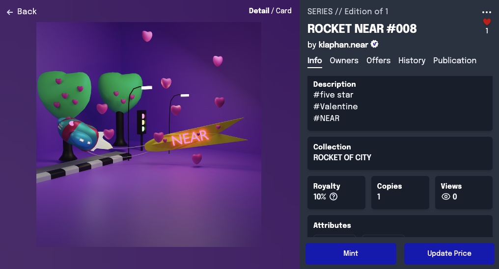 NEW👏👏👏

Valentine💕💕💕💕

Price  0.1 NEAR
paras.id/token/x.paras.…

Thank you for support🤟🤟🤟
#NFTCommunity #NFTGiveaways