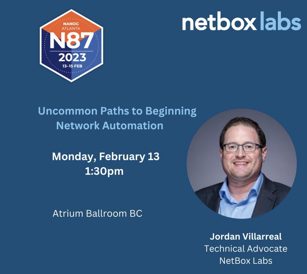 SystemMTUOne's tweet photo. Join me today at #nanog87 when I discuss uncommon paths to beginning network automation. It’s the only talk going on at the time, so you don’t have much of an excuse to miss it. https://t.co/9mXSZEXjxI