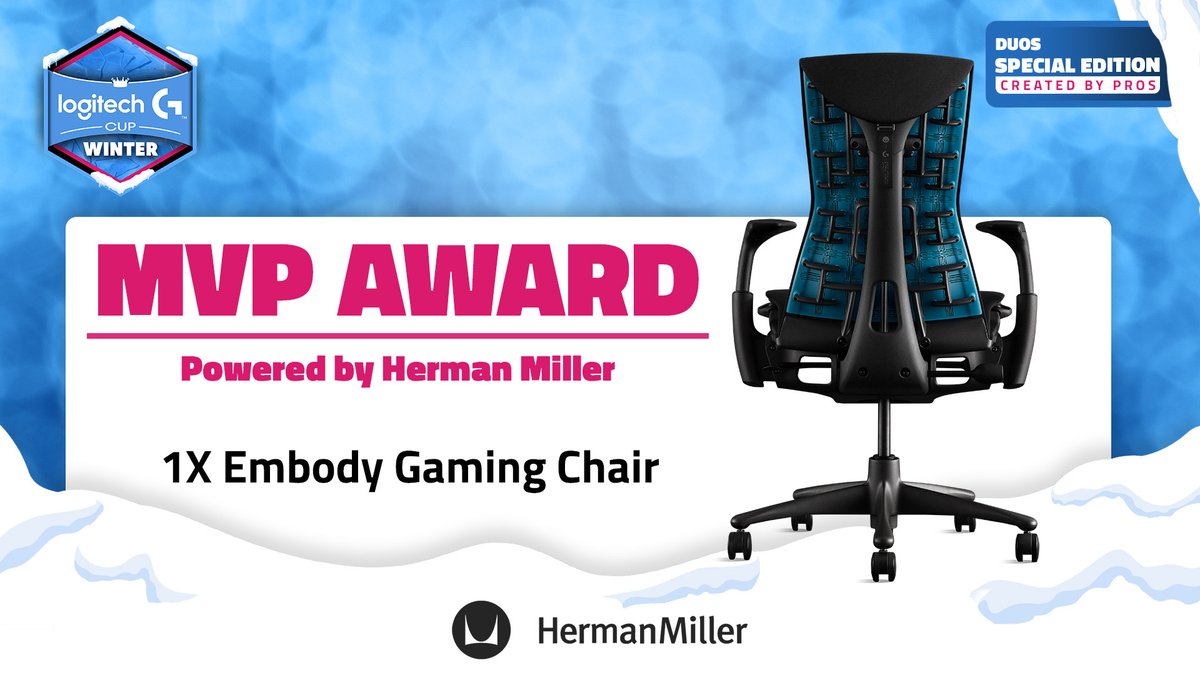 LogitechGDE's tweet photo. Sonderpreis fรผr den MVP! ๐
Bei unserem #LogitechGCup kannst du neben Preisgeldern in Hรถhe von 6.000โฌ einen Embody Gaming-Stuhl von @hmgaming gewinnen.
Du musst einfach nur der Beste sein - Streng dich an! https://t.co/hA8ElwAV0X