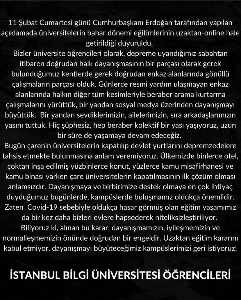 MustafaYCkr's tweet photo. Üniversiteleri kapatmayınız #uzaktan https://t.co/4AkcCWpW5c