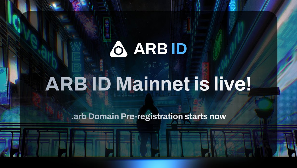 SID_arb's tweet photo. The moment we’ve all been waiting for!

#ARBID Mainnet is officially live, &amp; .arb Domain Pre-registration starts now.

Visit https://t.co/LGemZiseDr &amp; bid for your desired domains. The 1st phase will end on 2/18 2PM UTC.

The Guide for Pre-registration: https://t.co/afwrWHgRQD https://t.co/BrJuAJ72ib