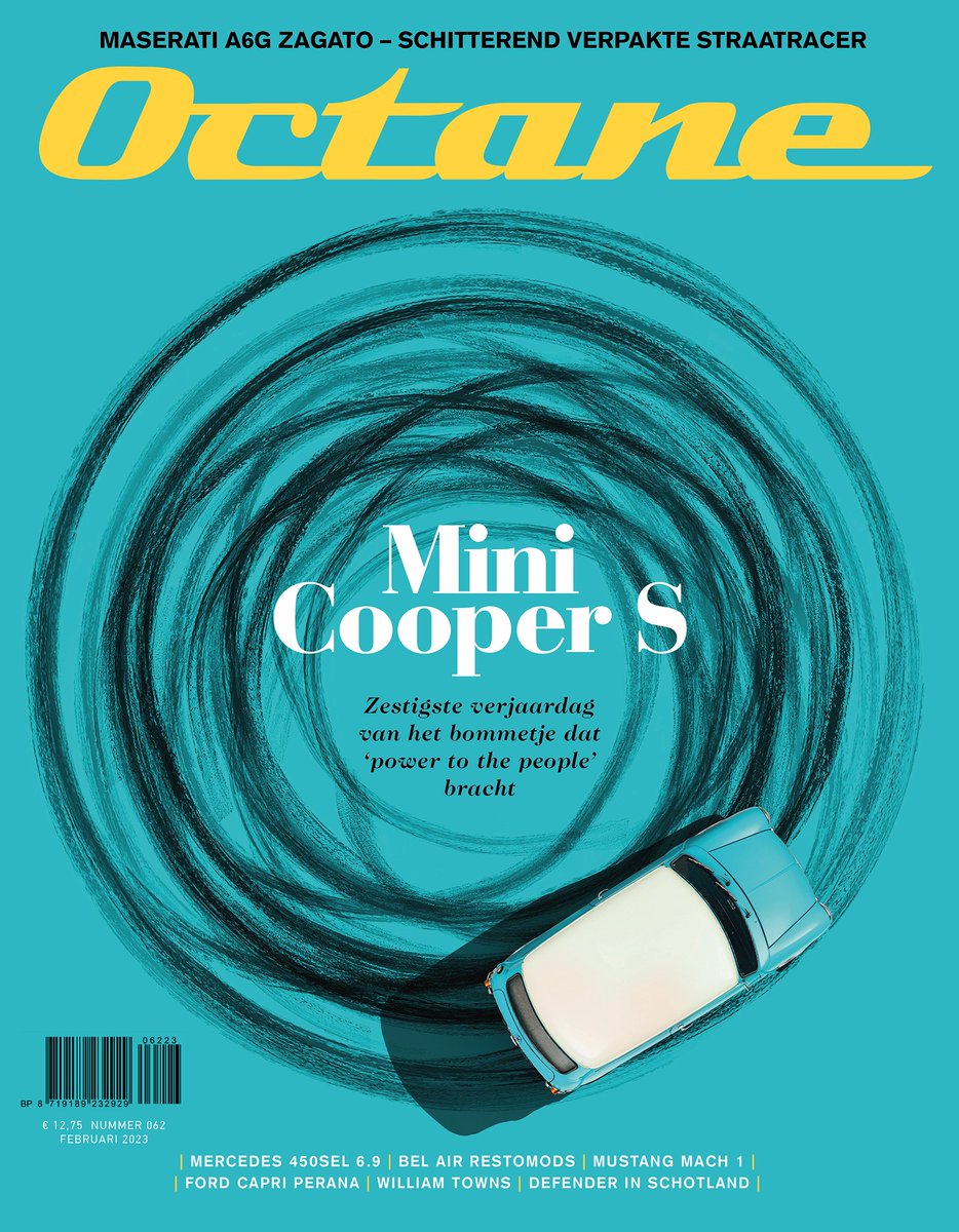 Vrijdag in de winkel: 62ste editie van Octane Magazine, met de #Mini Cooper S in de hoofdrol. We hebben gereden met de #Maserati A6G/54 Zagato, met twee Bel Air Restomods, twee Mustangs Mach 1, de #Ford Capri Perana, de Mercedes 450SEL 6.9 en de #Rollsroyce Black Label Ghost.