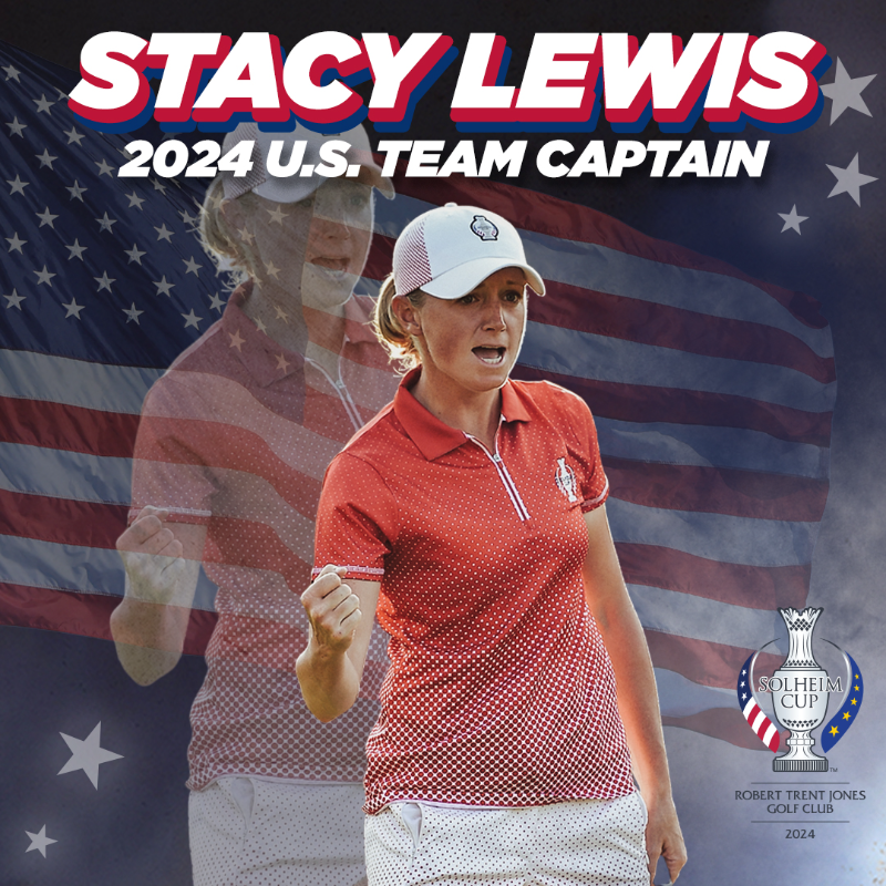 SolheimCupUSA's tweet photo. Our back-to-back Captain! 🫡

@Stacy_Lewis will captain #TeamUSA on home soil at @TheSolheimCup in 2024 at Robert Trent Jones Golf Club! 🇺🇸

MORE ⬇️ https://t.co/acgazX9VuS