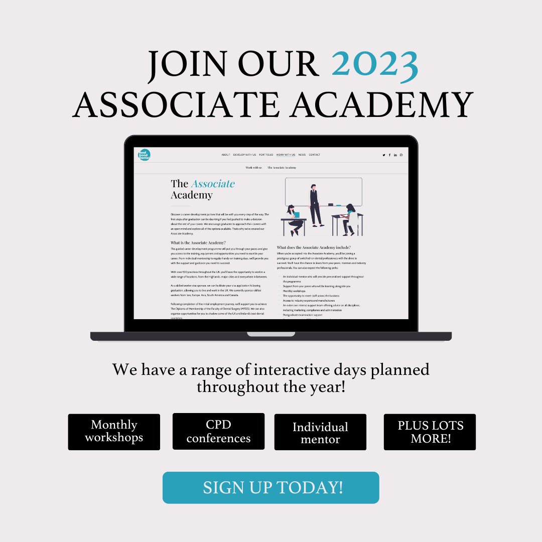 RealGoodDental's tweet photo. Discover a career development partner that will be with you every step of the way. 

Find out more via our website!

https://t.co/B0dTCM5v16
.
.
#realgooddental #associateacademy #dentistryjobs #dentistry #dentistryscotland https://t.co/D2qJgDzRVB