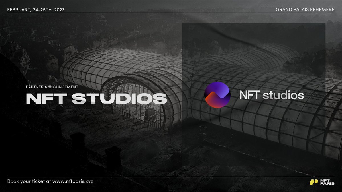 nft_paris's tweet photo. Proud to count @NFTStudios_io as the official tech partner of NFT Paris 2023 https://t.co/QDjT0Tl4QP