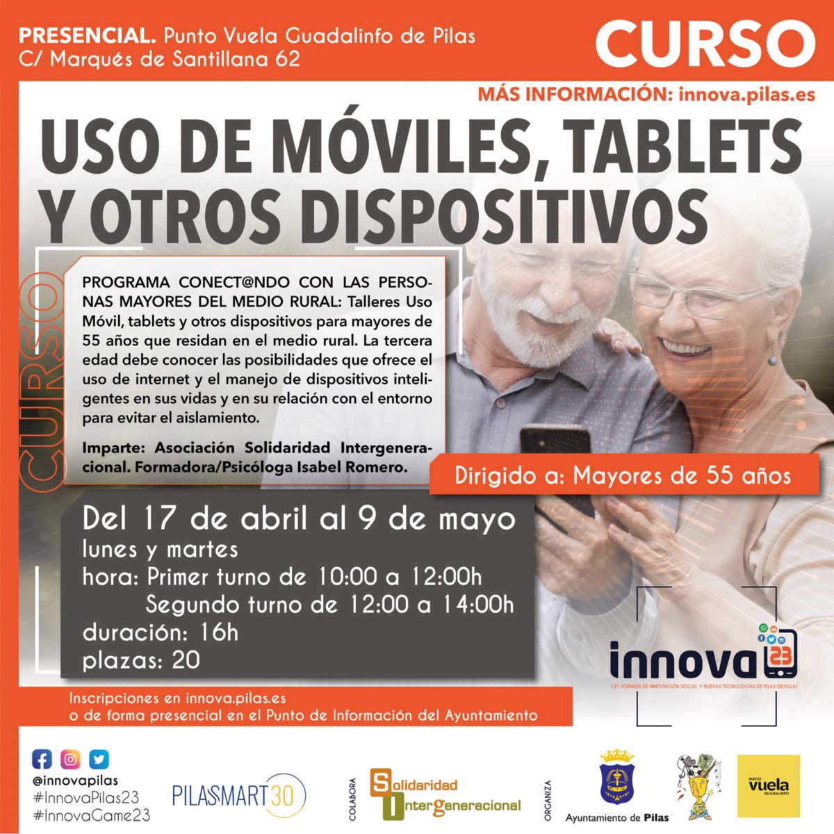 InnovaPilas's tweet photo. 🚀 ¡Estos son los cursos que tendremos este año en #InnovaPilas23! 

🔸 INSCRÍBETE aquí ⤵️
- https://t.co/jBEX9pOpns
- De manera presencial en el Punto de Información del Ayuntamiento de Pilas.
‼️LAS PLAZAS SON LIMITADAS

👉 Síguenos en nuestras rrss para estar informad@ https://t.co/HITRUopzcV