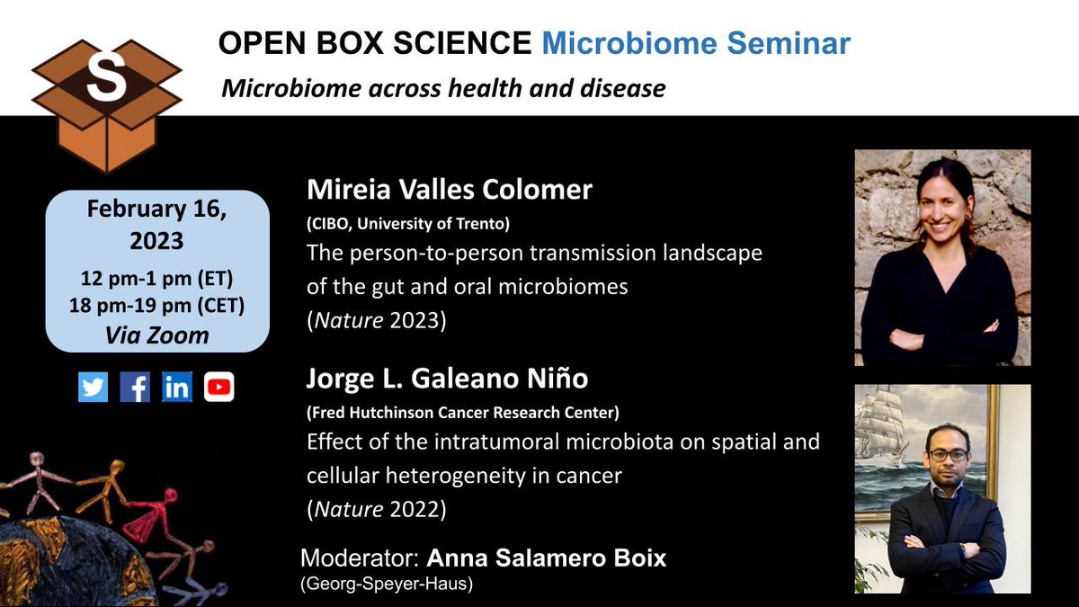 OpenBoxSci's tweet photo. OBS #Microbiome #Gut #Seminars
Microbiome across #Health and #Disease 
Feb 16, 12p ET 👉 https://t.co/5c44aGRP4r 
#Gutbrain circuits for #Behavior preference
Feb 17, 12p ET 👉 https://t.co/8IV1lzqsxt 
Microbime for #workout motivation
Feb 24, 12p ET … https://t.co/4fBMHDuEdO