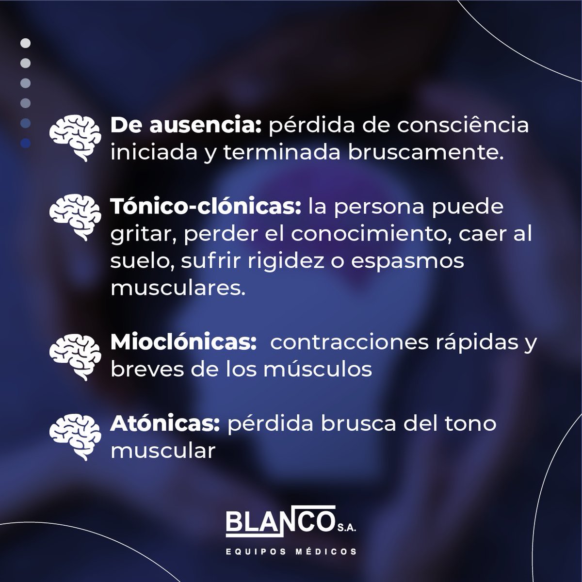 BlancoEquipos's tweet photo. Les damos a conocer los tipos de crisis epilépticas para que tengan conocimiento acerca de las diferentes formas en la que se manifiestan. 🙌🏻☑️

#BlancoEquiposMédicos #EquiposMédicos #MédicosEcuador #Tecnología #ElEquipoLíder https://t.co/NS89qKLi7x
