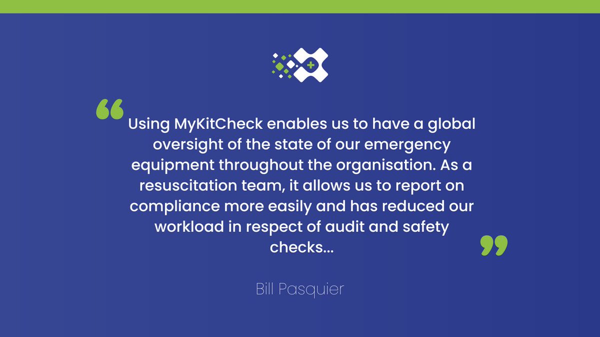 mykitcheck's tweet photo. We love hearing from industry experts about how MyKitCheck has helped their organisation run more efficiently.
Read more here: https://t.co/8cnvkZiLr7
#mykitcheck #medical #testimonial https://t.co/4cdSoW5Oc8
