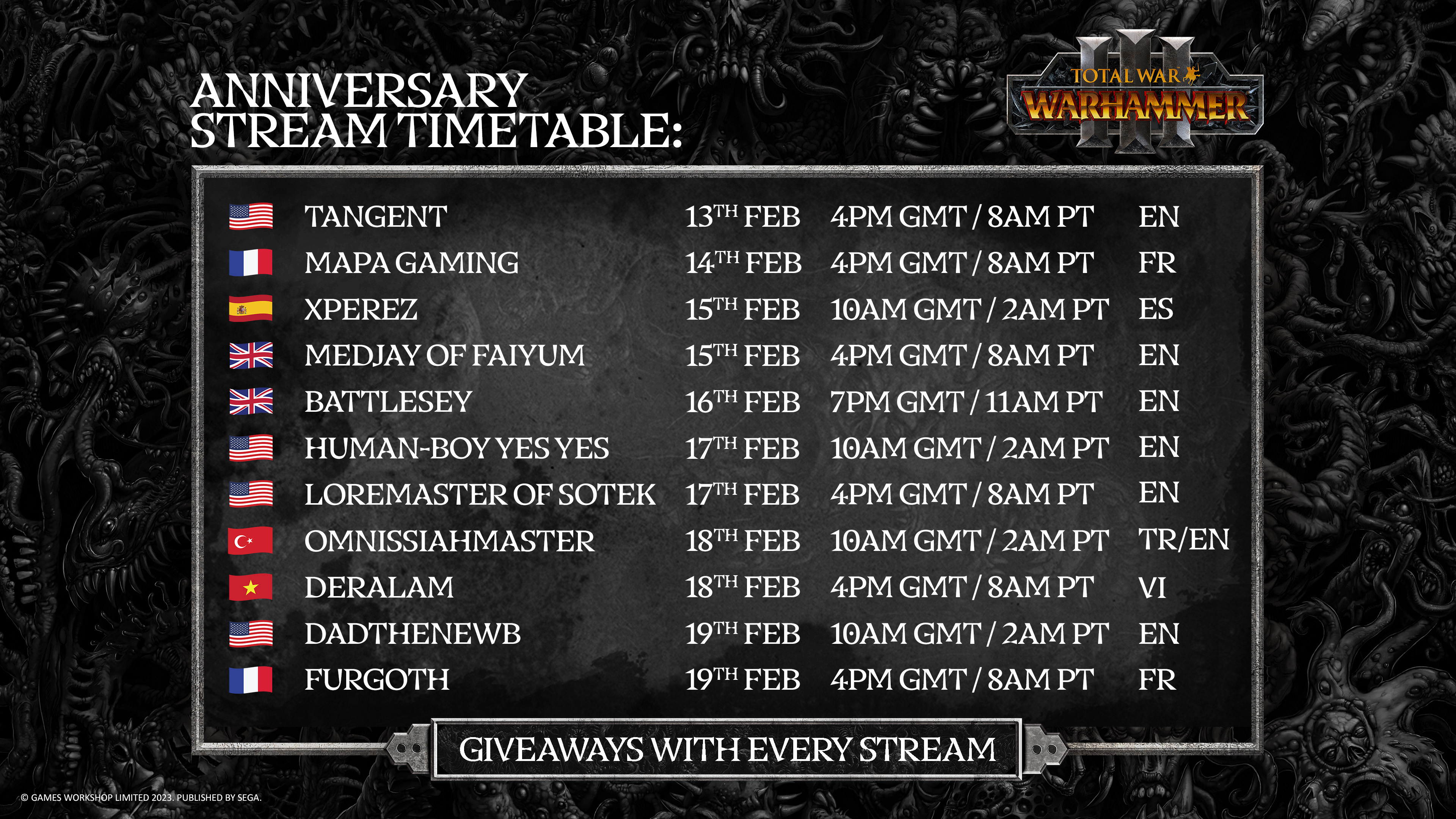 Total War on X: Here's what we have lined up for this week's anniversary  streams from some of our favourite content creators! They'll all be going  live on their own channels with