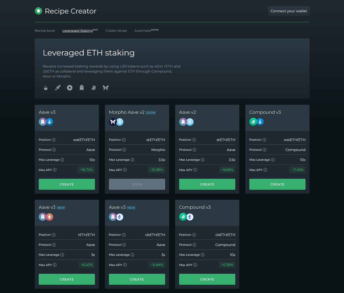 rETH is now live on @AaveAave v3!

Congrats <a href="/Rocket_Pool/">Rocket Pool</a> &amp; all Rocketeers on a large step towards greater adoption of $rETH.🚀

You can start using rETH in Aave today with our:
- Aave v3 dashboard: app.defisaver.com/aave/smart-wal…
- Leveraged staking 1-tx recipes: app.defisaver.com/recipes/levera…