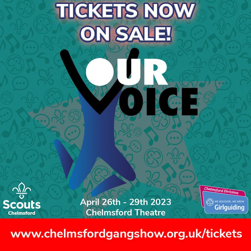 ChelmsfordGS's tweet photo. Exciting news! Tickets for our 2023 show are now on sale! Get booking information at https://t.co/bTPbaM8bdF

#GangShow #Scouts #Guides #Chelmsford #theatre https://t.co/jrKr9vYq9Q