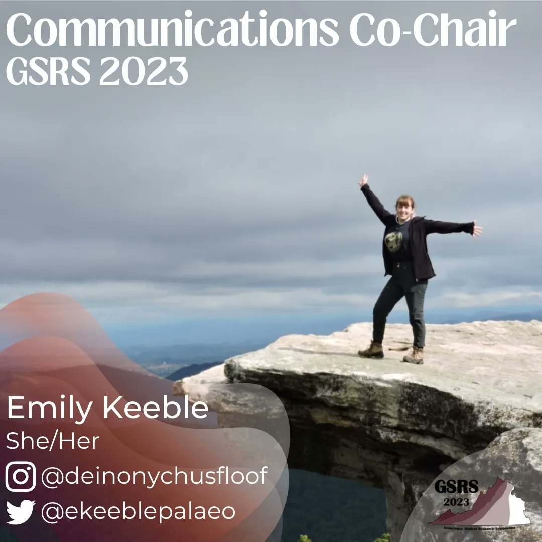 GSRS_VTGeos's tweet image. It’s almost time for GSRS 2023! With 10 days left to go, let’s start meeting the peeps who helped make this all happen!

Today we introduce our communications committee co-chaired by @beckerite_ (2nd year M.S. student) and @EKeeblePalaeo (2nd year Ph.D. student)