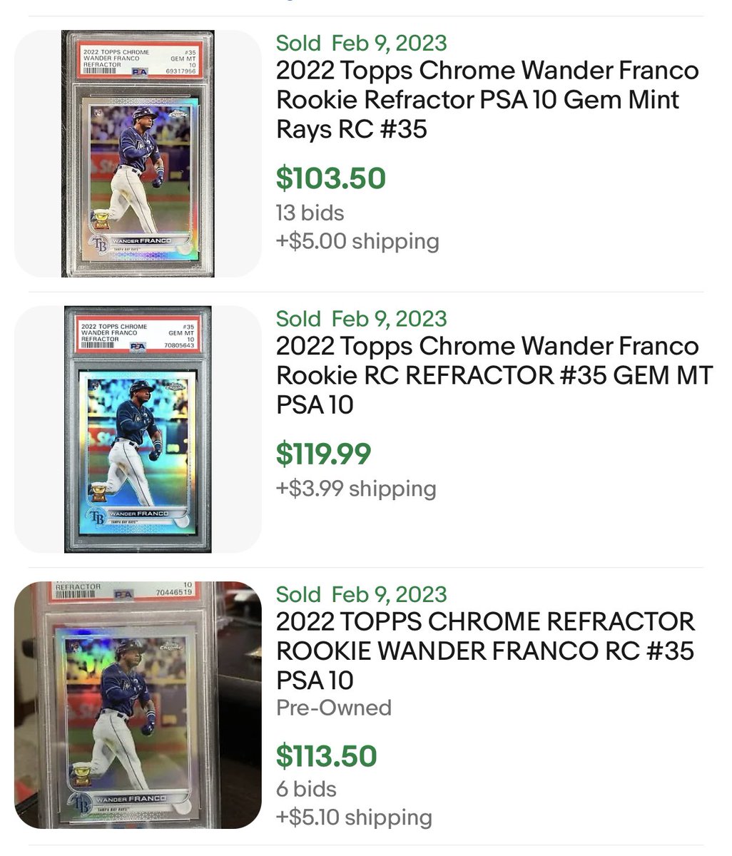 thedeanog's tweet photo. I’m looking to spend $100 on a PSA 10 Wander Franco Topps Chrome refractor. Pic for reference. Anyone selling? Know someone who might? https://t.co/qwpHoaqcYq