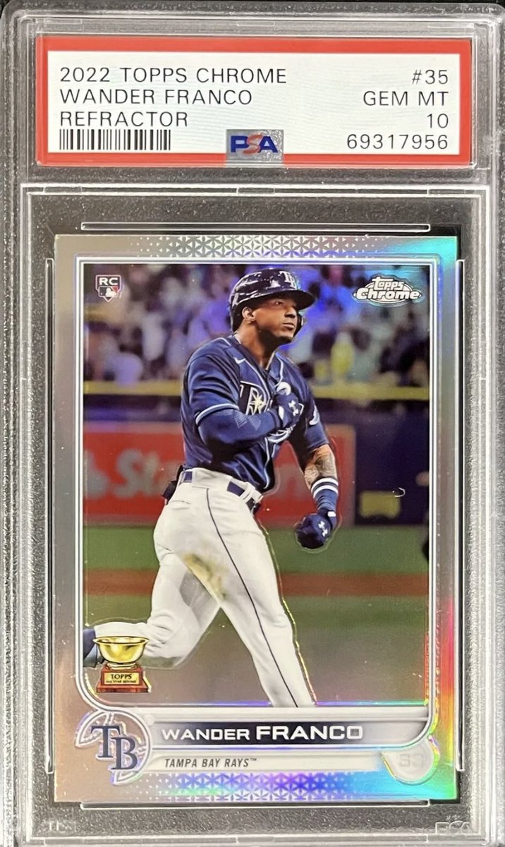 thedeanog's tweet photo. I’m looking to spend $100 on a PSA 10 Wander Franco Topps Chrome refractor. Pic for reference. Anyone selling? Know someone who might? https://t.co/qwpHoaqcYq