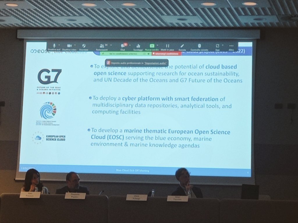 BlueCloudEU's tweet photo. Dick Schaap from MARIS explains how Blue-Cloud 2026 has the ambitious goals of deploying a cyber federated platform of #multidisciplinary #datarepositorires, develop #dataaggregators from #marine #researchinfrastructures and #virtualresearch environments, to support #openscience https://t.co/hbxV4oBJUM