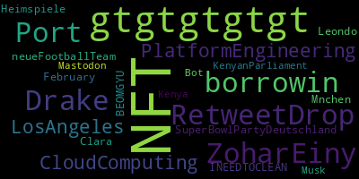 infokalyptisch's tweet photo. Trending in my timeline now: #NFT (3) #gtgtgtgtgt (1) #RetweetDrop (1) #borrowin (1) #Drake (1) #ZoharEiny (1) #Port (1) #PlatformEngineering (1) https://t.co/Kon05FHj3P