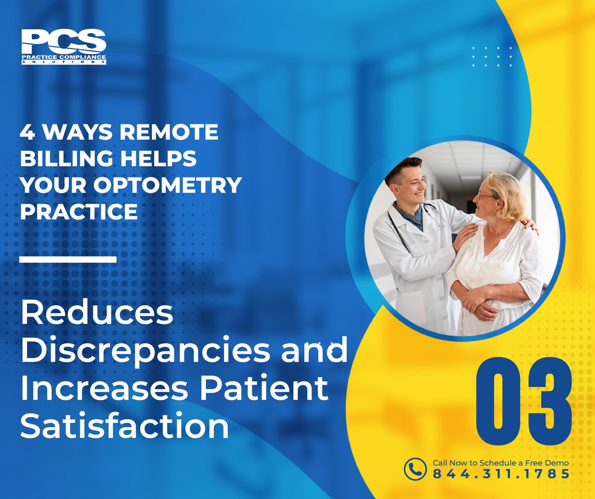 PCS_Compliance's tweet image. Remote billing allows doctors and staff to dedicate more time to helping patients hands-on, leading to better outcomes and happier patients.

For more information, visit Practice Compliance Solutions online today: practicecompliancesolutions.com/revenue-cycle-… 

#optometry #optometrypractice #billing