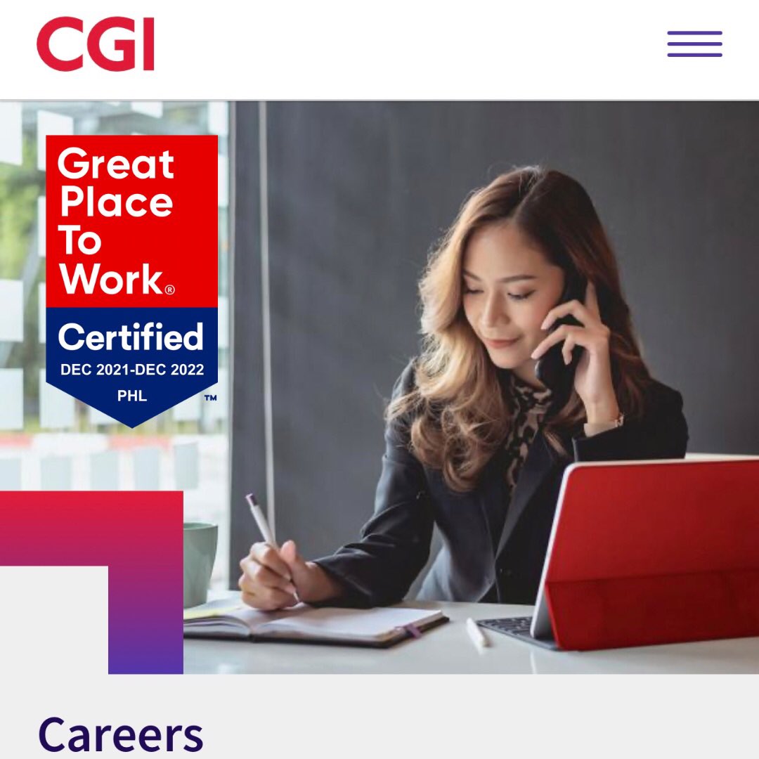 Looking For A Great Place To Work?

Join one of the largest IT and business process services company in the world.

DM for more details 

#TaraSaCGI #Philippines