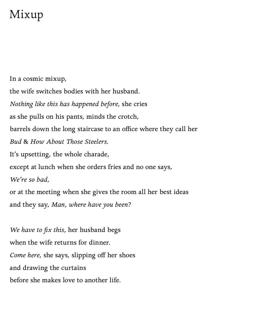 SKGurney's tweet photo. @claireshortt_ @TashJoeZA @Jen_Thorpe @MicheChelle Maybe something by Kate Baer? The first one I thought of but she has many... https://t.co/0RS2LX3Bra