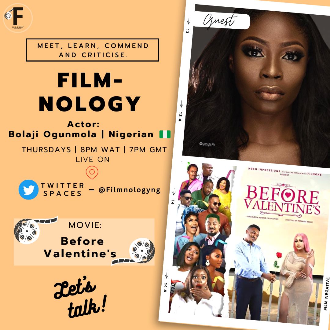filmnologyng's tweet photo. This week on #Filmnology: Before Valentine's movie review.

What does love mean to you? #BeforeValentineOnNetflix #beforevalentine 

Let's talk!

Date: 16/02/2023
Time: 8 PM WAT &amp; 7 PM GMT

Follow @filmnologyng &amp; set your reminder now! https://t.co/bean7IX01l https://t.co/75wGNYiopu