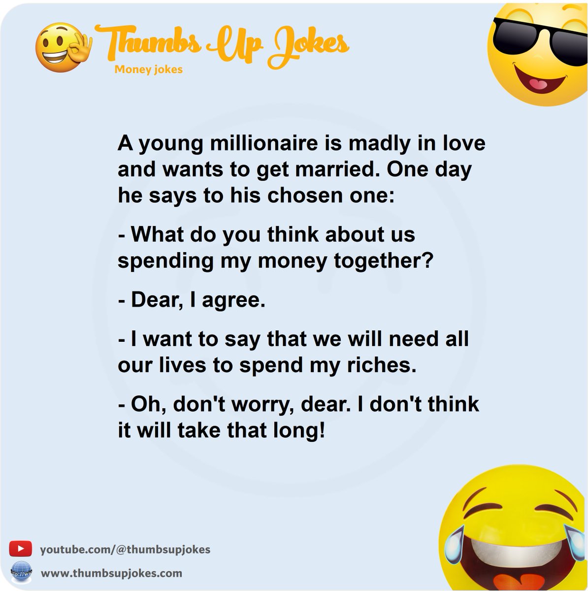 Another money joke. How long will it take you to spend the riches?
#joke #jokes #fun #funny #humor #comedy #moneyjokes #money