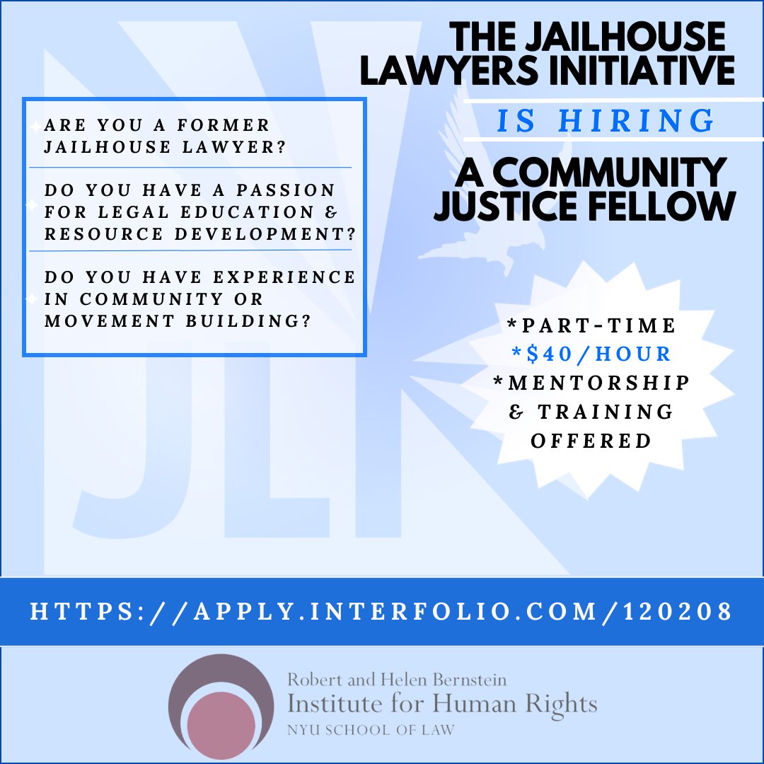 5 days until applications close. Apply today! 

Tuttleman Legal Empowerment Fellow: apply.interfolio.com/120205

JLI Community Justice Fellow: apply.interfolio.com/120208