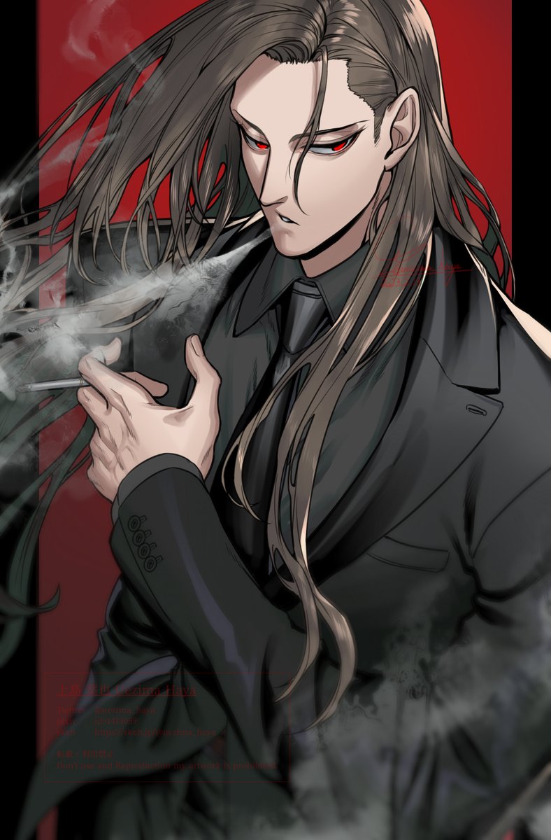 はーーーーーーやっとこういう男描けた気がする。
長髪×煙草×スーツなこういう男好き。 