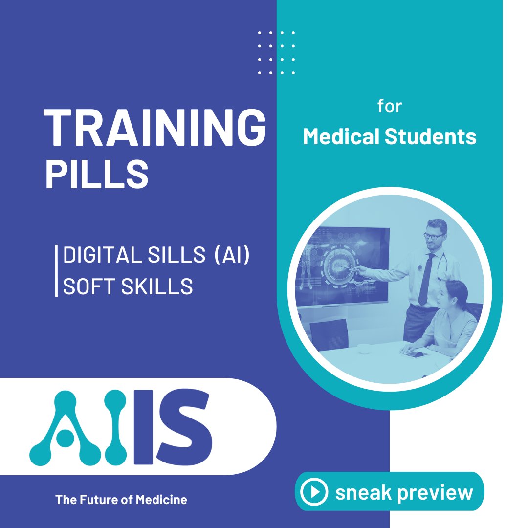 💊 #AIIS Training Pills are here! 
🎞️ 60 Videos &amp; 130+ more material 
📚 on #AI &amp; #SoftSkills 
👩‍⚕️ designed for #MedicalStudents 
👩‍🏫 developed by Experts <a href="/SIP_USAL/">SIPPE UsalEmprende</a> <a href="/usal/">Universidad de Salamanca</a> @umons
<a href="/UniTurku/">Turun yliopisto - University of Turku</a> <a href="/uth_gr/">University Thessaly</a> <a href="/TurkuAMK/">Turun ammattikorkeakoulu</a> @GoDataDriven
<a href="/CIBER_ISCIII/">CIBER ISCIII</a> <a href="/meuskills/">Meuskills</a> <a href="/SciFY_org/">SciFY</a>  aiis.usal.es/sites/default/…