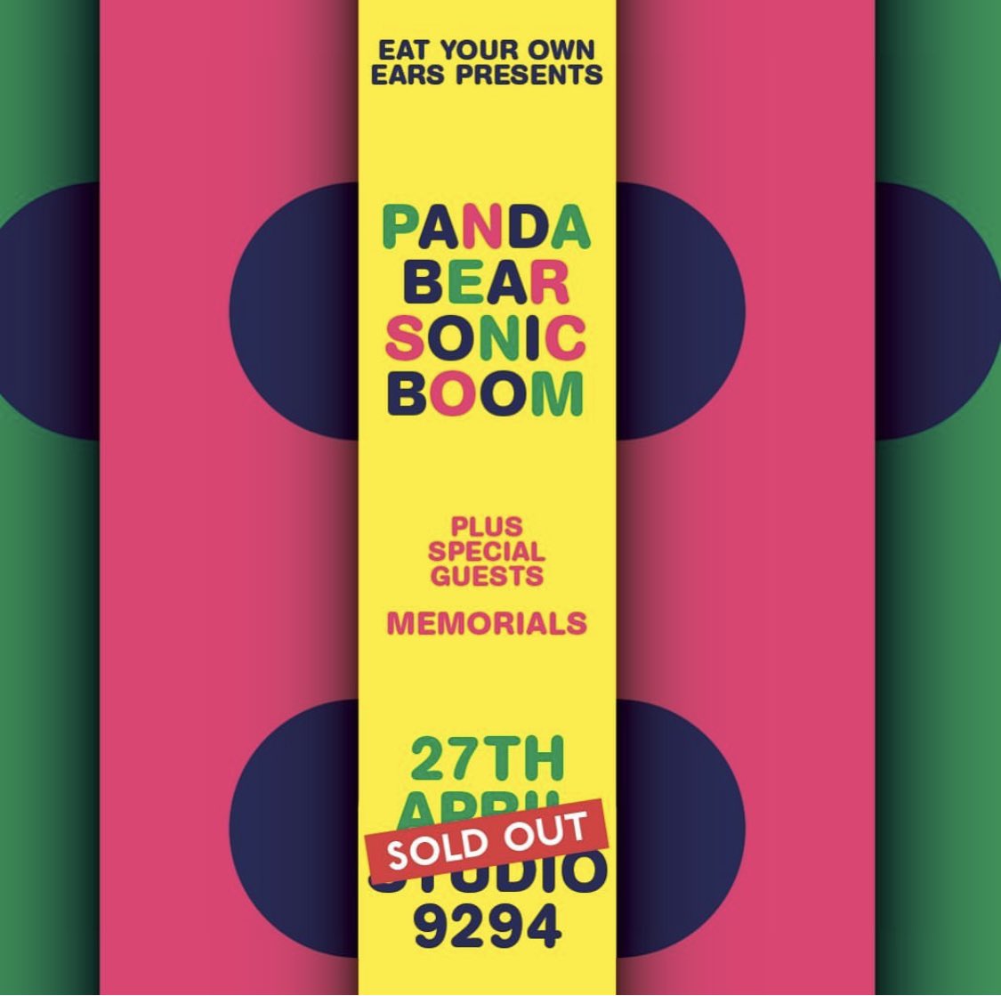 memorials_music's tweet photo. Good news (potentially) if you have tickets to see the most excellent @pandabear &amp; Sonic Boom in london as you can now see us play if you get there in good time. Really looking forward to this one https://t.co/HOEdXVN4fD