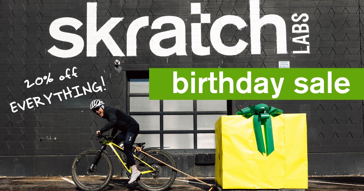 This sale is a BIG (Birthday) deal!
Now through Sunday, get 20% off everything sitewide!
We are ready to load and tow all your favorites: Hydration Mixes, Bars, Crispies, Chews, Merch and more!
skratchlabs.com