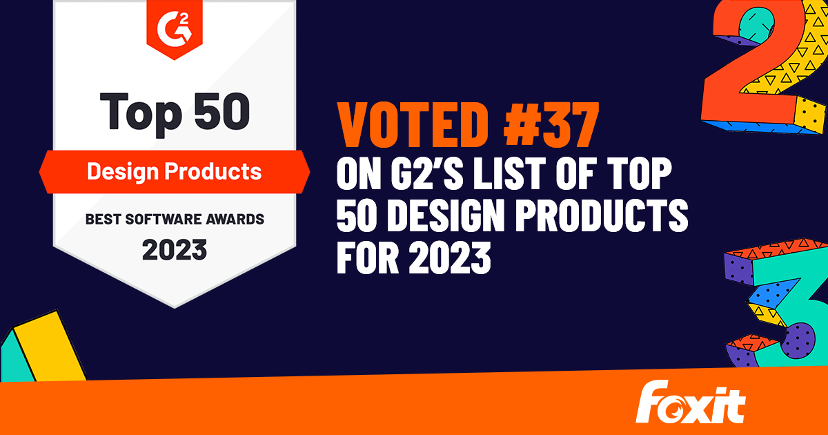 foxitsoftware's tweet image. Thank you, G2 users! Foxit ranked #37 on @G2dotcom’s 2023 Best Software Awards for Top 50 Design Products. bit.ly/3xkgfhC 
#BestSoftware2023 #Foxit #G2