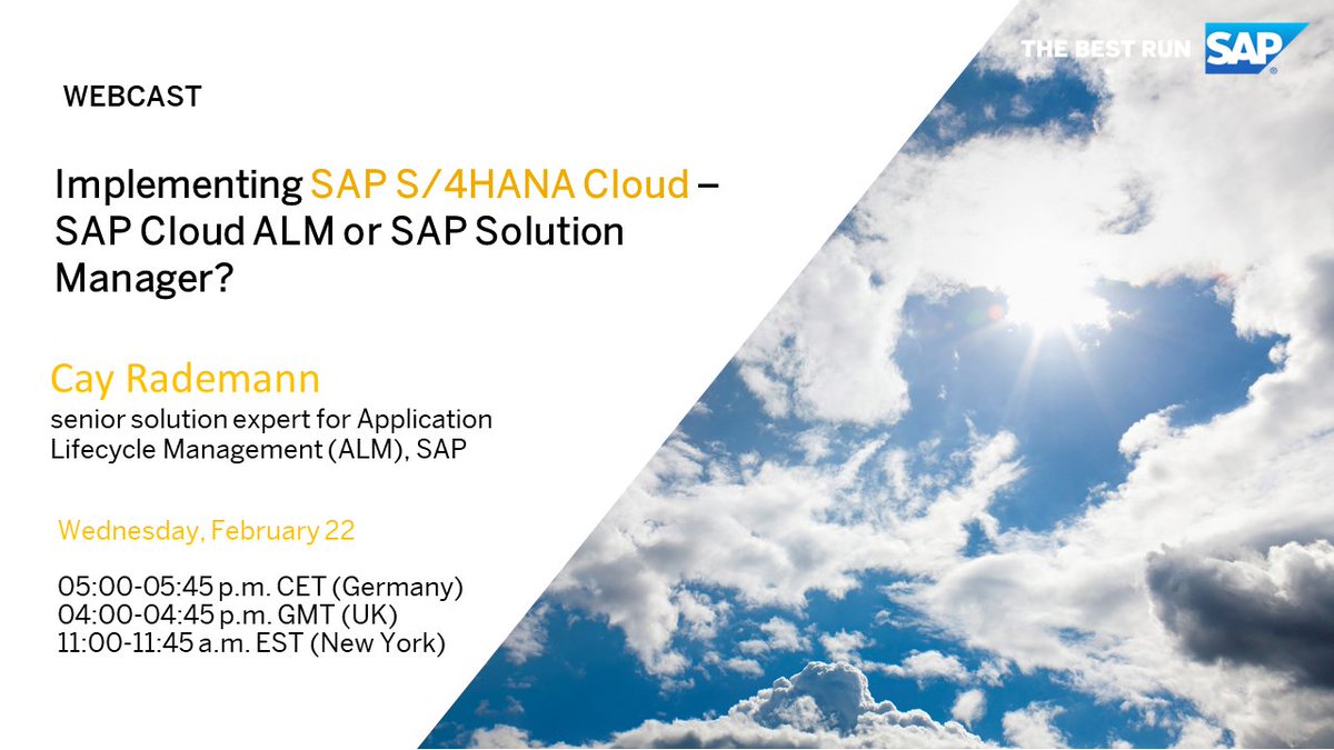 cbotero2001's tweet image. Join this deep-dive session to understand the implementation capabilities of SAP #CloudALM and SAP Solution Manager (#solman) better, thus creating a good foundation to select the right ALM solution for your needs.

Register today ➡️ imsap.co/60103mYt2
