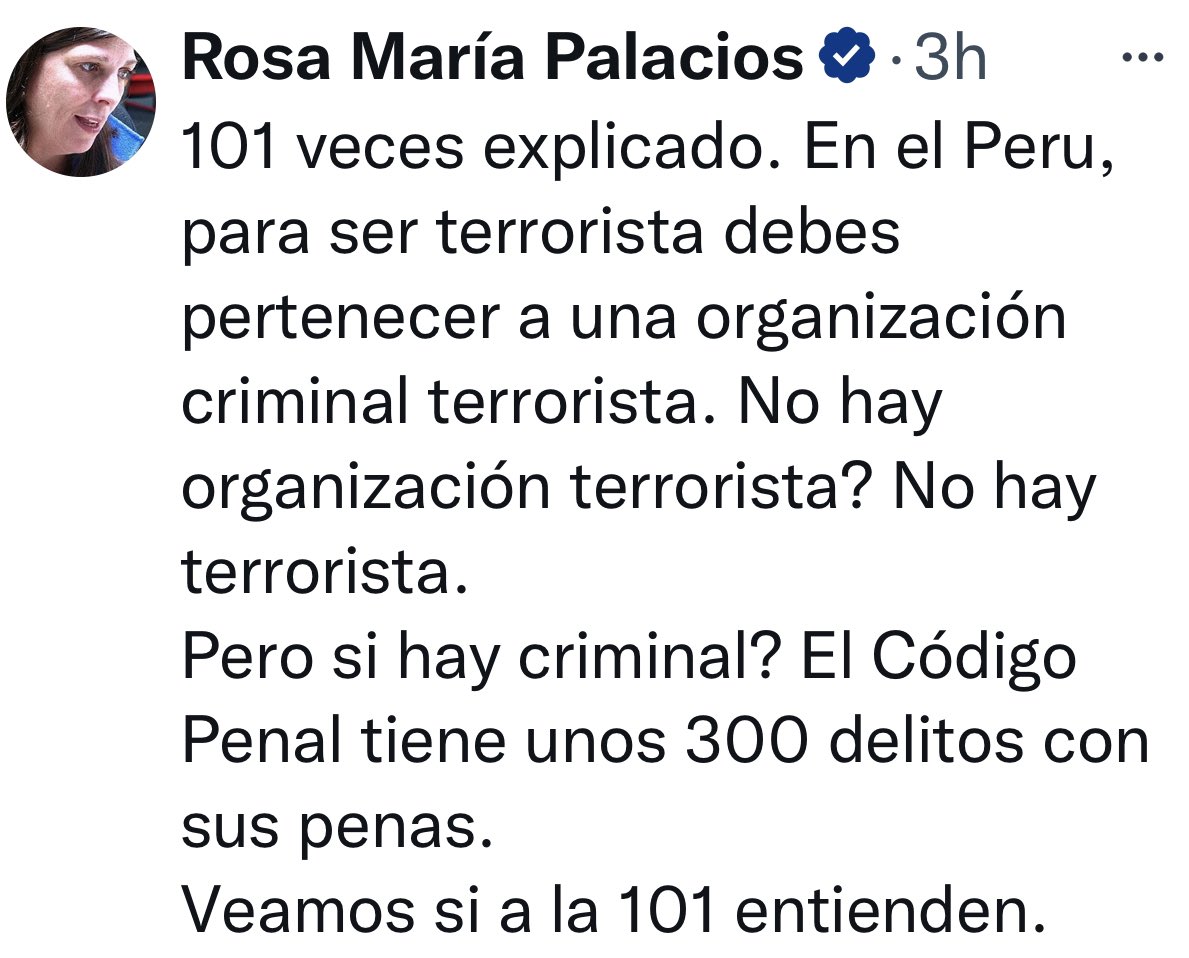 cparedesr's tweet photo. La señora Rosa María Palacios es una periodista infalible, analista política brillante y acertada. La académica más sesuda, lúcida, exacta en sus prospectivas. Siempre nos da cátedra de ética periodística y vocación de servicio. Merece el Pulitzer. Acá sus memorables tuits. 👇 https://t.co/DrBb3AH1Hg