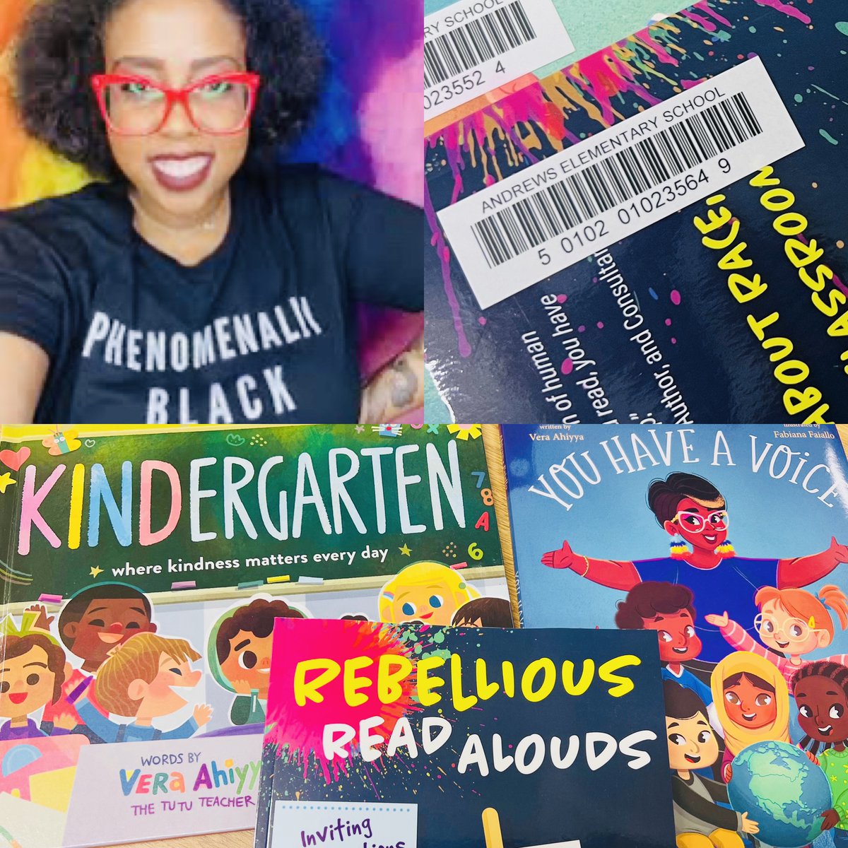 It’s a great day in the #Library
when ur cataloging ur friend’s bks!
@Thetututeacher ur officially in the #Books 
here @AndrewsECP_AISD & @AustinISD 
#LibraryLife #Bibliotecaria #SoyYo #BlackVoices #DiverseReads #Representation #KidLit @RandomHouseKids @CorwinLiteracy