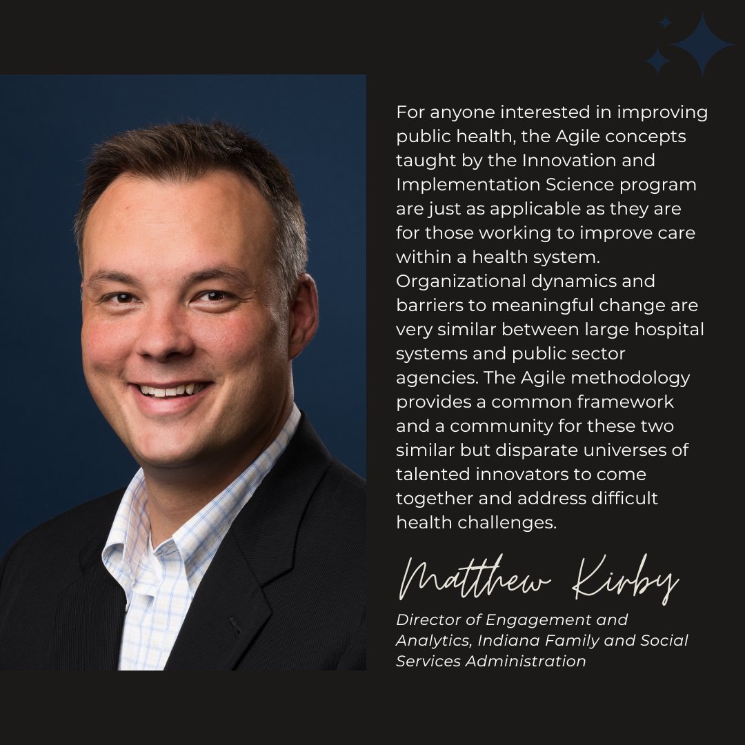 Matthew Kirby, Director of Engagement and Analytics for <a href="/FSSAIndiana/">Indiana FSSA</a>, shares his perspective on the graduate program and how it helps professionals work together to overcome challenges in healthcare.

Learn more about the program here: bit.ly/3XpNpHe.