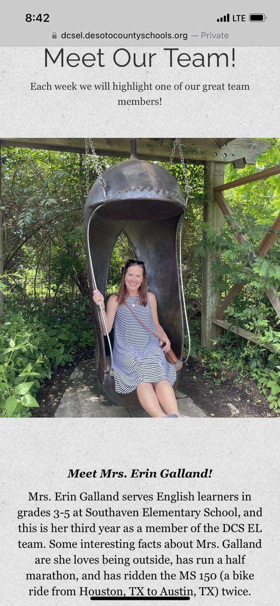 Meet Mrs. Erin Galland!

Visit our website for our weekly teacher highlight &amp; other EL info #TeamDCS