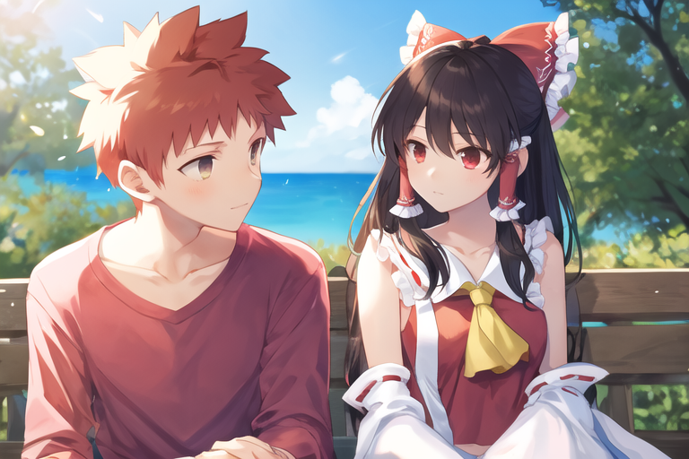 AI絵で男女を含む2-3キャラの描き分けできた ちょっと難易度が上がる