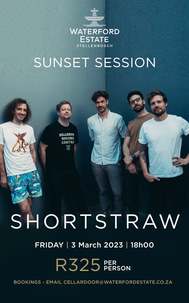 waterfordestate's tweet image. The biggest indie rock band in South Africa, ShortStraw, will be performing at Waterford Estate’s Sunset Session on 3 March! 
 
Tickets are selling fast, so book yours now: 

account.dineplan.com/widgetframe/pc…

#sunsetsessions2023 #TastingRoom #Shortstraw