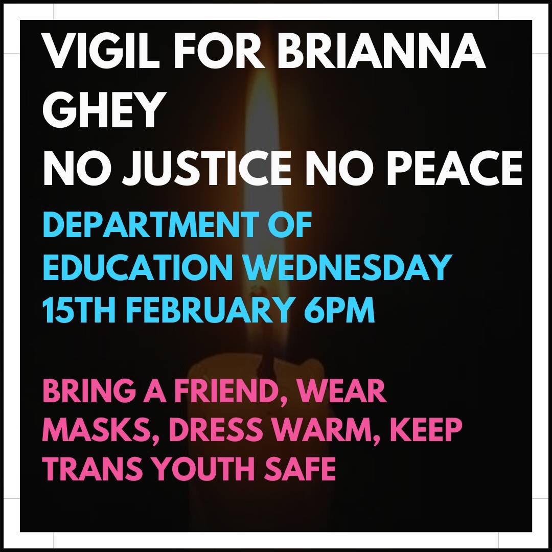TransActionBloc's tweet image. Vigil for Brianna Ghey
Department of Education London
Wednesday 15th 6PM
SW1P 3BT

No Justice No Peace!