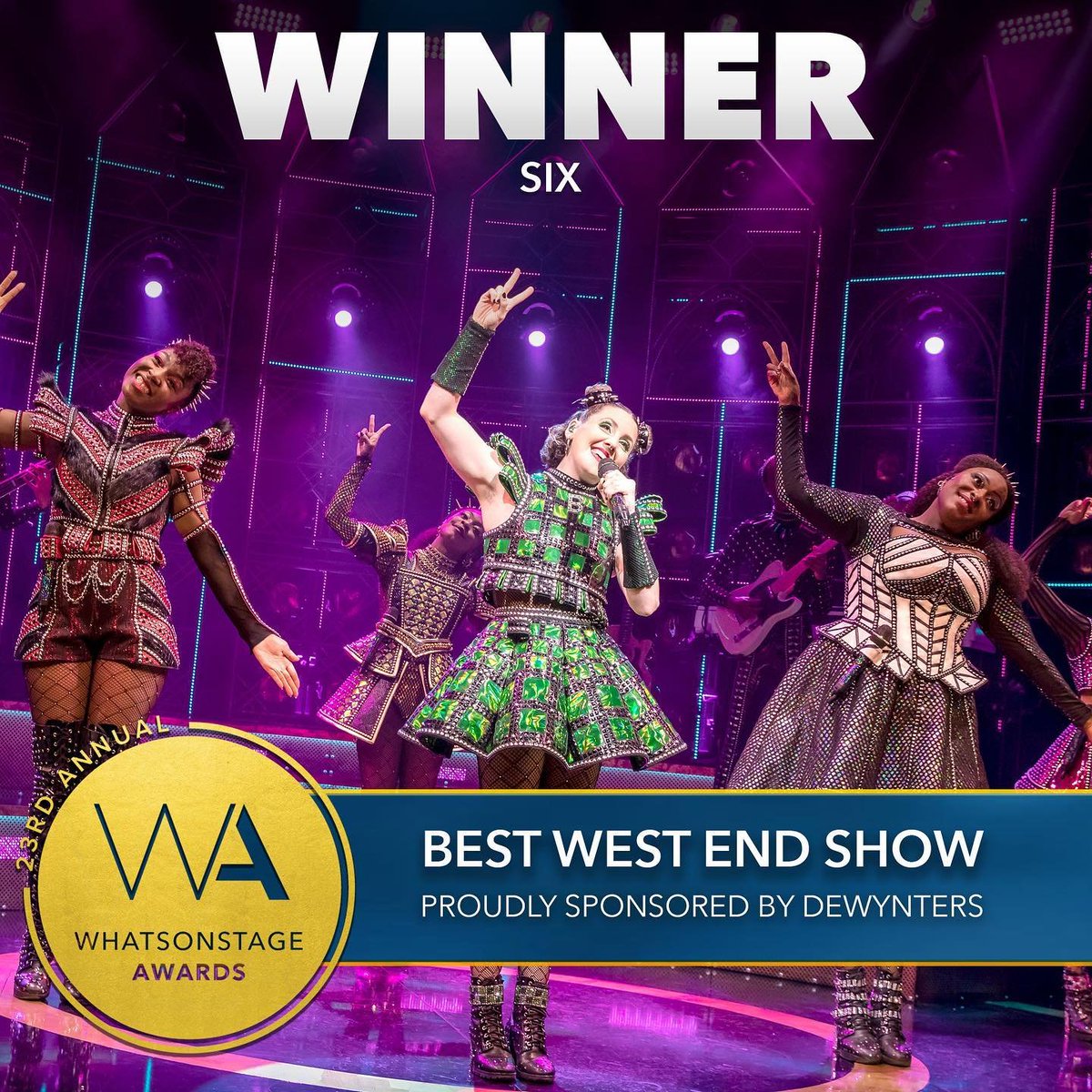 hsnellmktgpr's tweet photo. Congratulations to everyone who was a part of the #WOSAwards yesterday 👏

We're incredibly proud of @TheCherShowUK and @sixthemusical who both came away with awards! 

#TheCherShow #Cher #Theatre #Musical #Costume #Design #WhatsOnStageAwards #WestEnd #Queendom https://t.co/2qIEsuLhKD