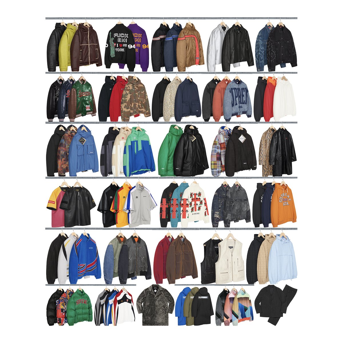 dropsdotgg's tweet photo. Supreme Jackets, Shirts, Tops/Sweaters, Hoodies, Pants and Shorts from Spring/Summer 2023 (thread) https://t.co/ckAZoioDnc