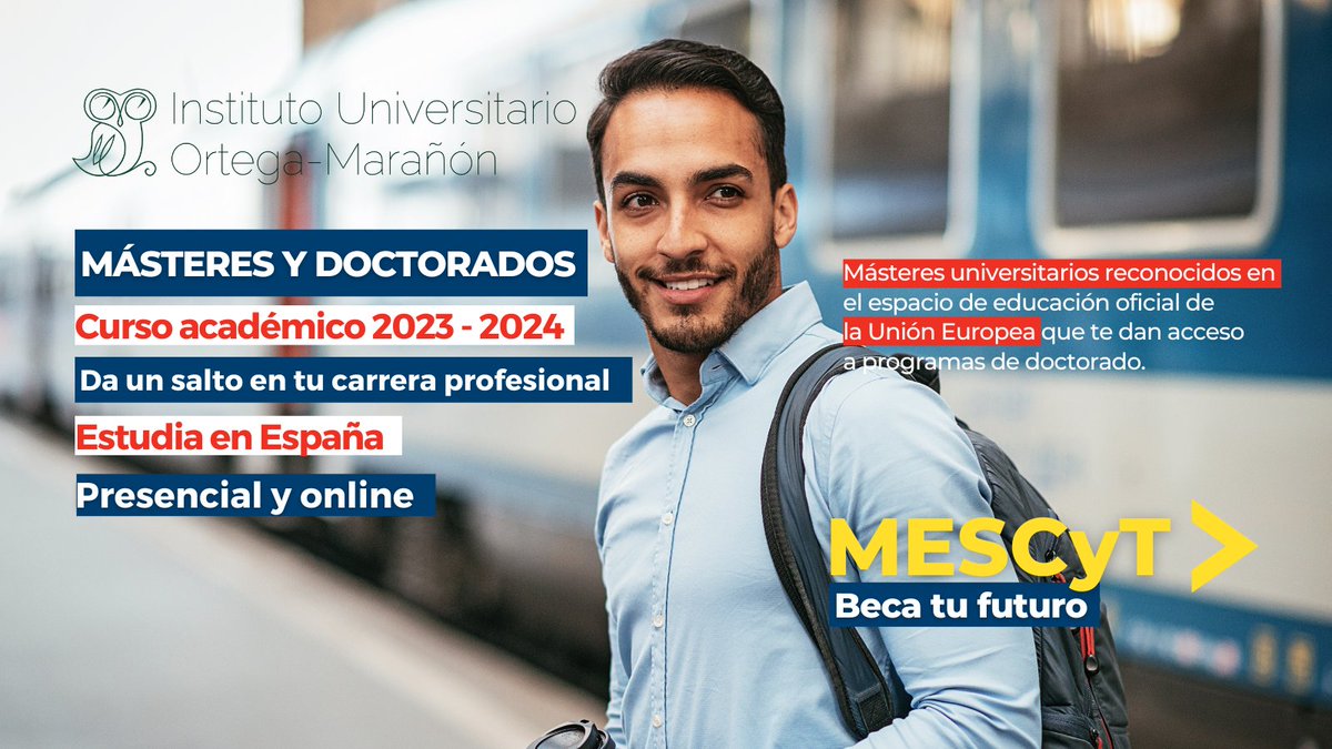 fortegamaranon's tweet photo. 100 profesionales dominicanos serán beneficiados para cursar estudios de Máster y Doctorado en el Instituto Universitario Ortega-Marañón. 
¡Da un salto en tu carrera profesional!
Becas internacionales @MESCYTRD🇩🇴 
Postula aquí 👇🏽
https://t.co/HhlnSkjeGP https://t.co/6Wbhbz7YFh